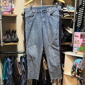 BLANKNYC Blue Denim Crop Girlfriend Jeans